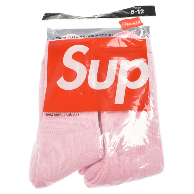SUPREME シュプリーム Hanes Crew Socks （4Packs）ヘインズ クルーソックス 靴下 ピンク