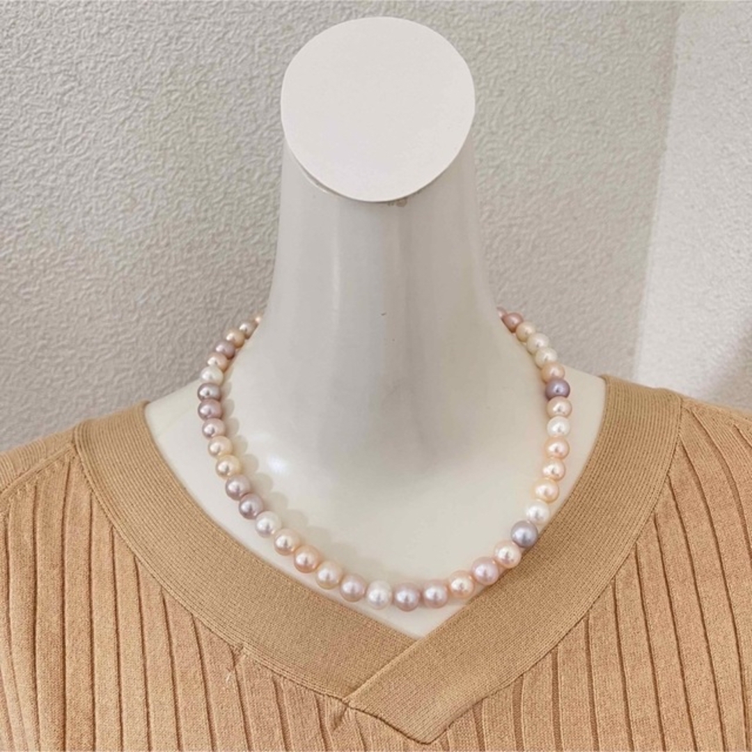淡水真珠ネックレス8.5-9.5mmマルチカラー新品 レディースのアクセサリー(ネックレス)の商品写真