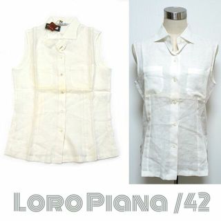 ロロピアーナ(LORO PIANA)のロロピアーナ■未使用タグ付き　 ノースリーブリネンシャツ　大きいサイズ　42(シャツ/ブラウス(半袖/袖なし))