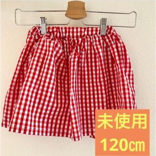 ジーユー(GU)の未使用　ギンガムチェック　インナーパンツ付きスカート　女の子夏物ショートパンツ(スカート)