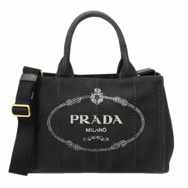 PRADA - プラダ バッグ カナパ キャンバス ショルダー トート ブラック ...