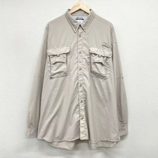 コロンビア(Columbia)のUS古着 コロンビア Columbia PFG バハマII ロングスリーブシャツ Bahama II ボタンダウン 長袖 UPF30+ サイズ：メンズ XXL ビッグサイズ ベージュ FM7043 【中古】(シャツ)