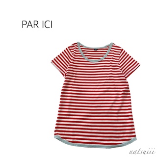 パーリッシィ(PAR ICI)のPAR ICI パーリッシィ . クルーネック 配色 ボーダー Tシャツ 日本製(Tシャツ(半袖/袖なし))