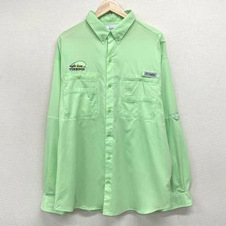 コロンビア(Columbia)のUS古着 コロンビア Columbia PFG タミアミII ロングスリーブシャツ Tamiami II ボタンダウン リップストップ 刺繍 長袖 OMNI-SHADE サイズ：メンズ XL ビッグサイズ ライトグリーン FM7253 【中古】(シャツ)