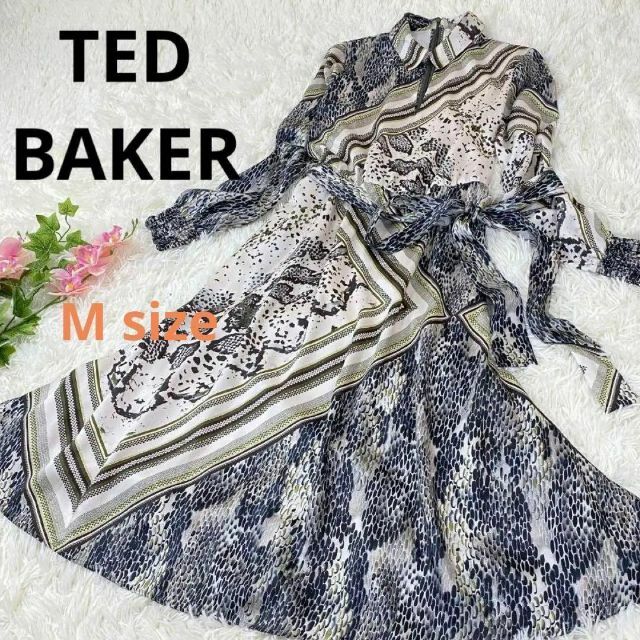 TED BAKER レディース 高級 スカーフ柄 ロング ワンピース-