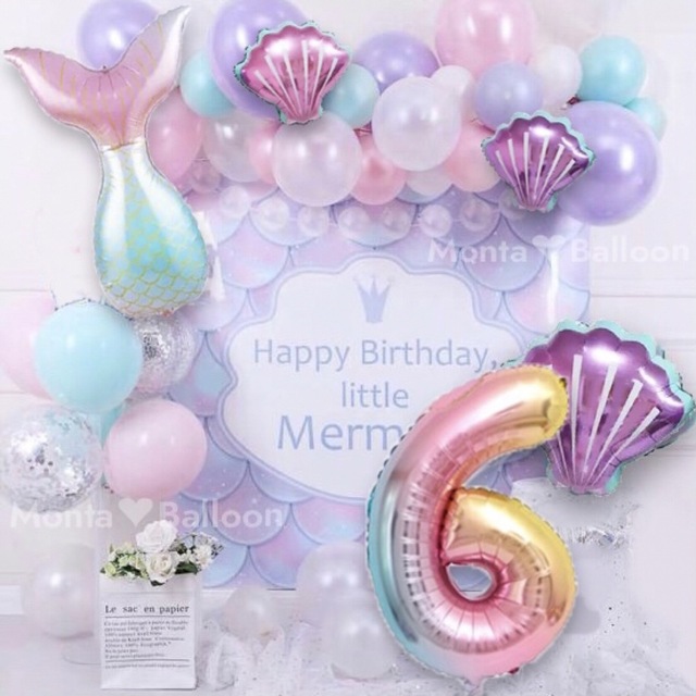 【豪華】 マーメイド 人魚姫 プリンセス 女の子 誕生日 バルーン 風船 6歳