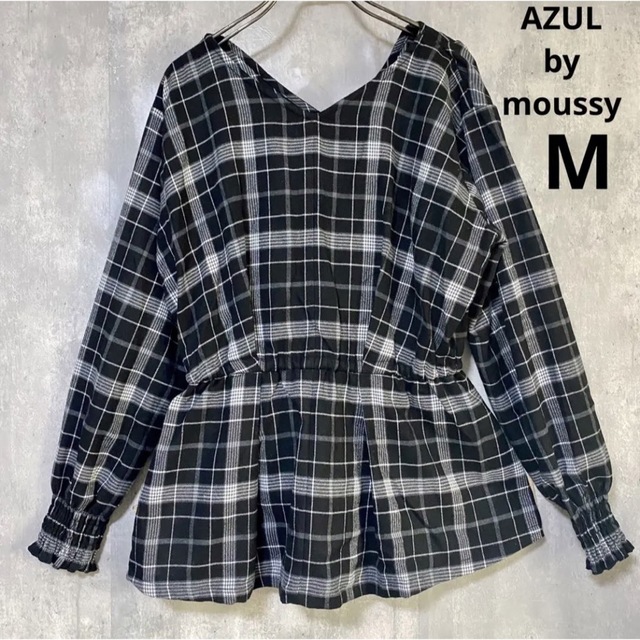 AZUL by moussy(アズールバイマウジー)のアズール　AZUL by moussy  ブラウス　M  レーヨン35% レディースのトップス(シャツ/ブラウス(長袖/七分))の商品写真