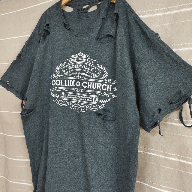 GILDAN - グランジTシャツtシャツBroken ダメージ加工 BORO XL ボロ