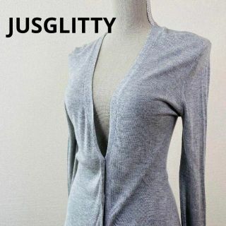 JUSGLITTY - JUSGLITTY　レディース　グレー　ロング　カーディガン　レーヨン