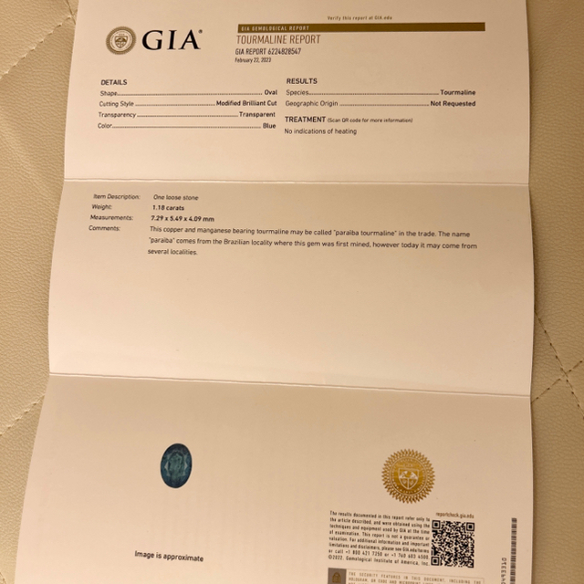 売り切れました。GIA 非加熱　1.18ct ブラジル産　 パライバトルマリン 6