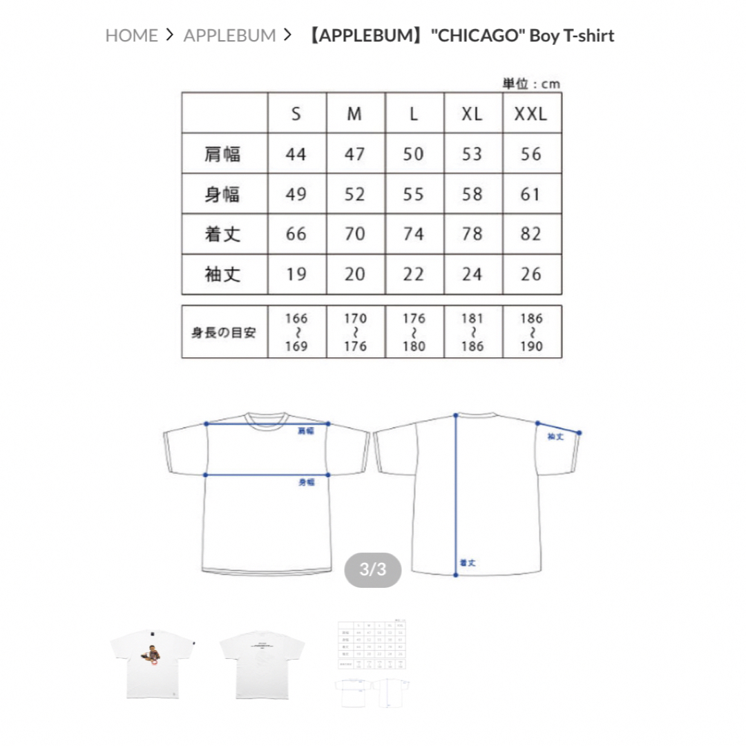 APPLEBUM(アップルバム)のAPPLEBUM AJ "CHICAGO" Boy Tee  XL メンズのトップス(Tシャツ/カットソー(半袖/袖なし))の商品写真