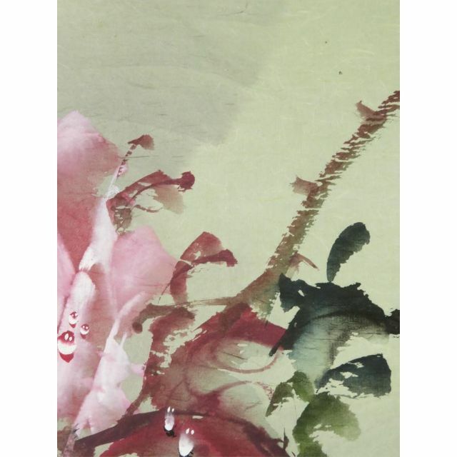 掛軸 君蘭『玖瑰 薔薇(バラ) 花画』中国画 紙本 肉筆 掛け軸 N11899