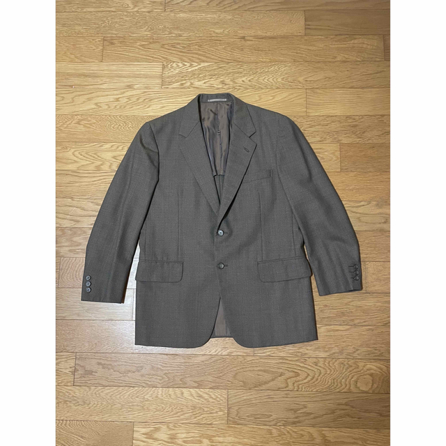 古着　テーラードジャケット セットアップ　ブラウン　L シングル　ヴィンテージ メンズのジャケット/アウター(テーラードジャケット)の商品写真