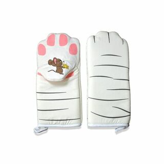 【色: 白色足】耐熱ミトン 鍋つかみ 手袋 キッチン手袋 猫 猫の手 かわいい 