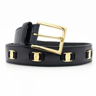 サルヴァトーレフェラガモ(Salvatore Ferragamo)の《希少》サルヴァトーレ フェラガモ ベルト ゴールド ダークネイビー ヴァラ(ベルト)