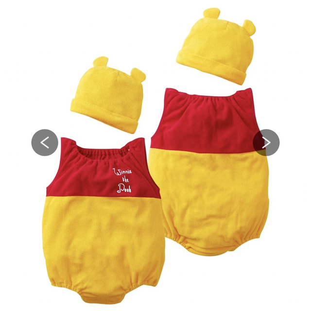 どんぶり　プーさん　ロンパース　コスプレ プーさんロンパース 帽子付変身半袖ロンパース 赤ちゃん