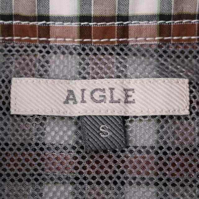 AIGLE(エーグル)のエーグル 長袖シャツ チェック ボタンダウン 胸ポケット ボタン トップス アウトドア トレッキング メンズ Sサイズ ブラウン AIGLE メンズのトップス(シャツ)の商品写真