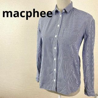 マカフィー(MACPHEE)のmacphee　マカフィー　レディース38　春　ブルー　チェック　シャツ(シャツ/ブラウス(長袖/七分))