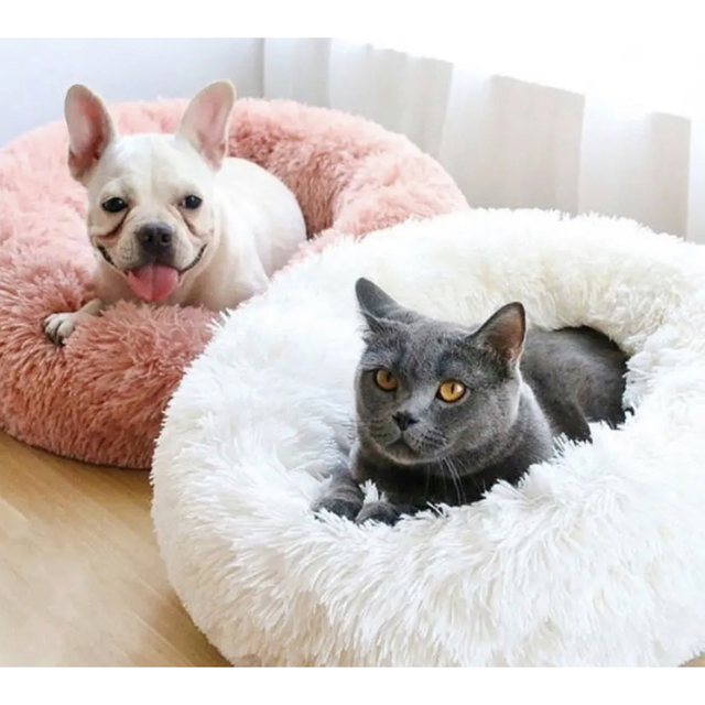 ペットベット　猫　犬　猫 丸型 洗える　ふわふわ　もふもふ　M ダークグレー その他のペット用品(猫)の商品写真
