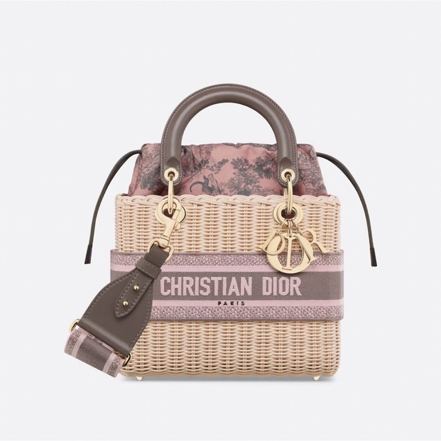 新品 ディオール LADY DIOR バッグ ミディアム かごバッグ ピンクbag