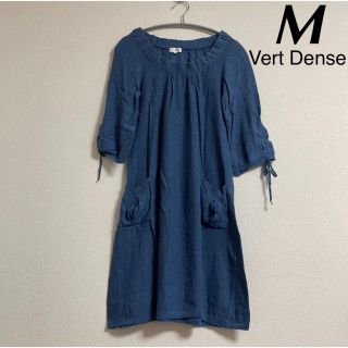 ヴェールダンス(Vert Dense)の美品 Vert Dense トップス チュニック ワンピ 2 ブルー 無地(ミニワンピース)