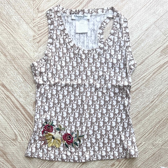 Christian Dior タンクトップ トロッター 刺繍 総柄 ガリアーノ期-