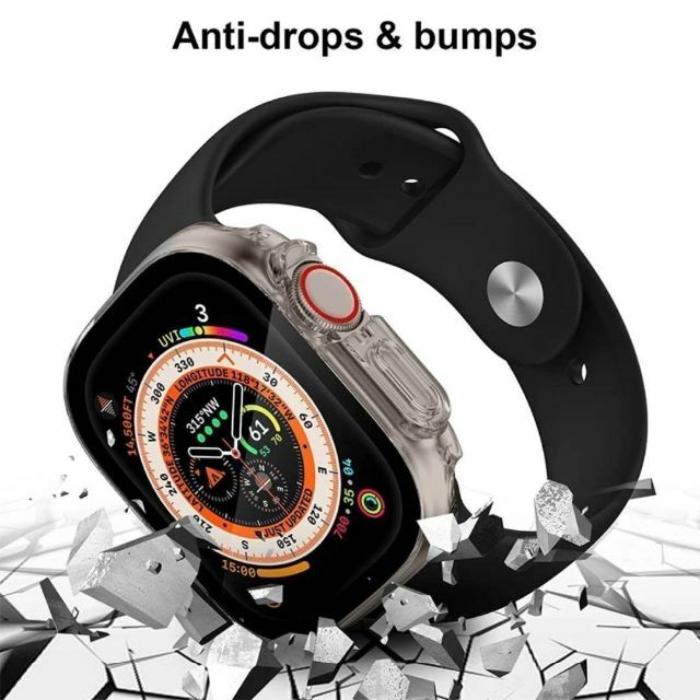 アップルウォッチカバー シルバー 49mm 保護ケース 強化ガラス ultra メンズの時計(腕時計(デジタル))の商品写真