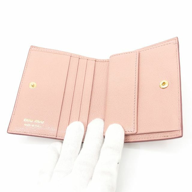 美品　プラダ　リボン　二つ折り財布　コンパクトウォレット　レザー