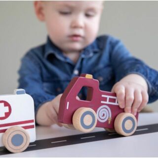 LITTLE DUTCH リトルダッチ　車セット　３台　木製玩具　パトカー、消防(電車のおもちゃ/車)