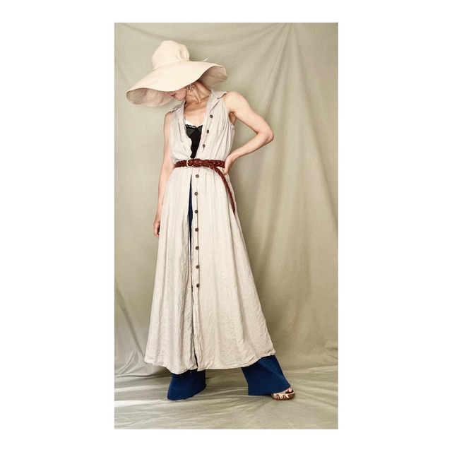 vintage sleeveless dress マキシ丈ワンピース