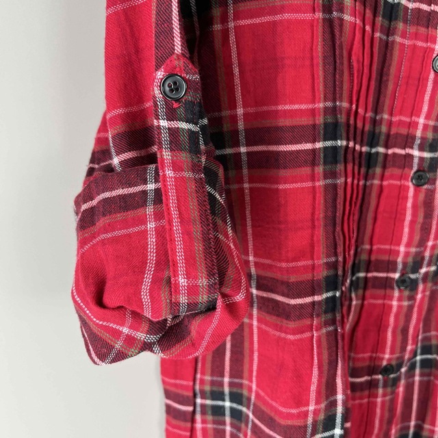 【美品】チェックシャツ　長袖　5部袖　2way コットンシャツ レディースのトップス(シャツ/ブラウス(長袖/七分))の商品写真