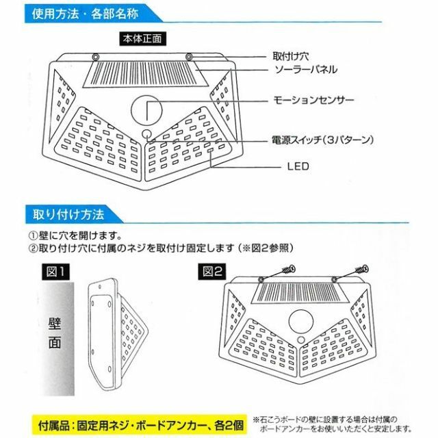 なむなむ様専用２個 198LED 4灯式 センサーライト・4個  センサーライト インテリア/住まい/日用品のライト/照明/LED(その他)の商品写真