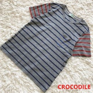 クロコダイル(Crocodile)のCROCODILE カットソー  ボーダー  Mサイズ ネイビー＆オレンジ(Tシャツ/カットソー(半袖/袖なし))