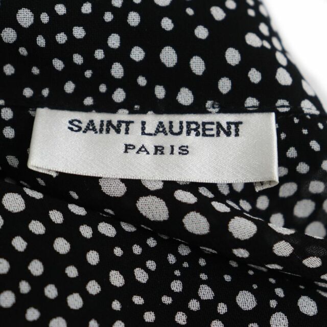 未使用品◆19SS SAINT LAURENT PARIS サンローランパリ オープンカラー ショートスリーブシャツ ブラック×ホワイト 37/14 1/2 伊製 正規品