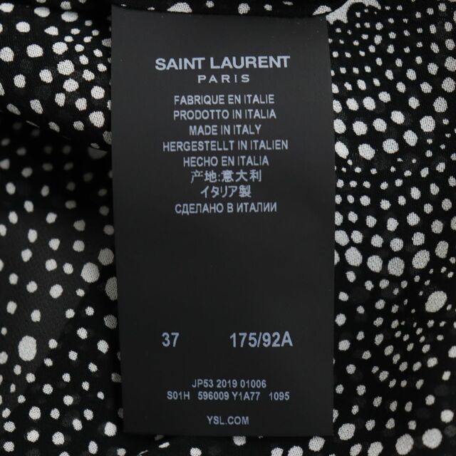 未使用品◆19SS SAINT LAURENT PARIS サンローランパリ オープンカラー ショートスリーブシャツ ブラック×ホワイト 37/14 1/2 伊製 正規品