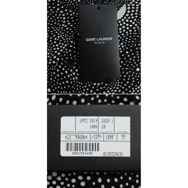 未使用品◆19SS SAINT LAURENT PARIS サンローランパリ オープンカラー ショートスリーブシャツ ブラック×ホワイト 37/14 1/2 伊製 正規品