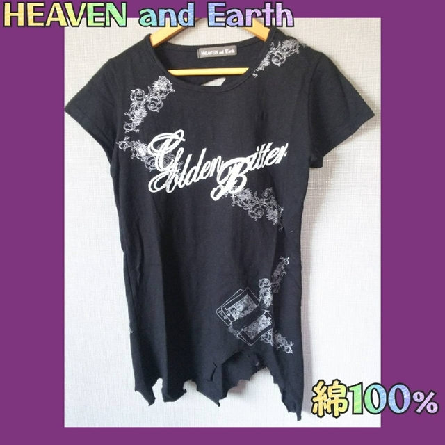 HEAVEN and Earth(ヘブンアンドアース)のヴィジュアル系　パンク　ロック　ゴシック　ゴスパン　半袖Tシャツ　ラメプリント レディースのトップス(Tシャツ(半袖/袖なし))の商品写真