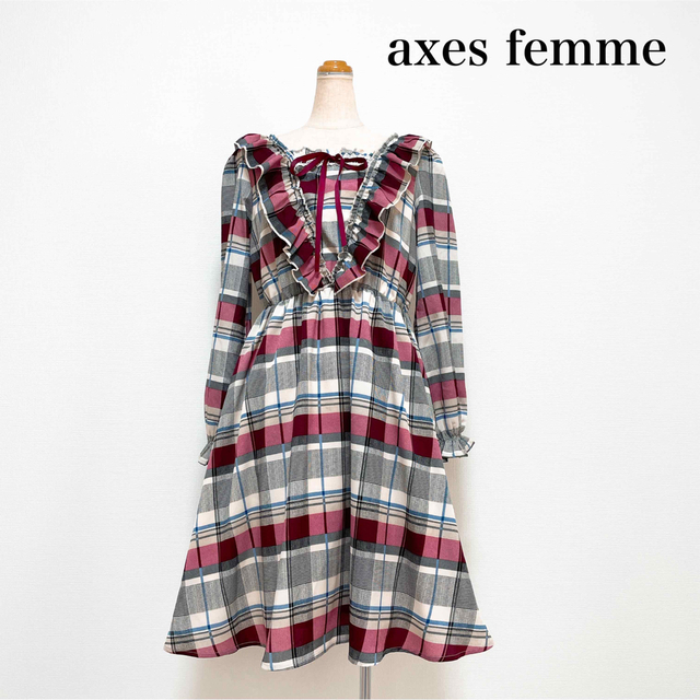 axes femme POETIQUE 膝丈チェックワンピース ロリータ 量産型