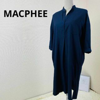 マカフィー(MACPHEE)のMACPHEE 　レディース　リラックス　ワンピース　ネイビー　レーヨン(ロングワンピース/マキシワンピース)