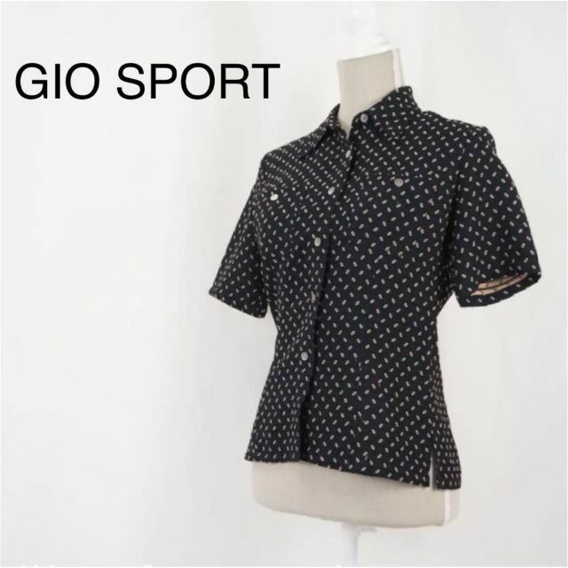 GIO SPORT(ジオスポーツ)のGIO SPORT　ジオスポーツ 　レディース　ブラック　花柄　刺繍 レディースのトップス(シャツ/ブラウス(半袖/袖なし))の商品写真