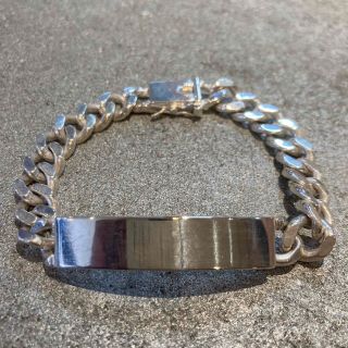 VINTAGE ヴィンテージ シルバー925 IDプレートチェーンブレスレットの