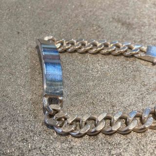 VINTAGE ヴィンテージ シルバー925 IDプレートチェーンブレスレットの