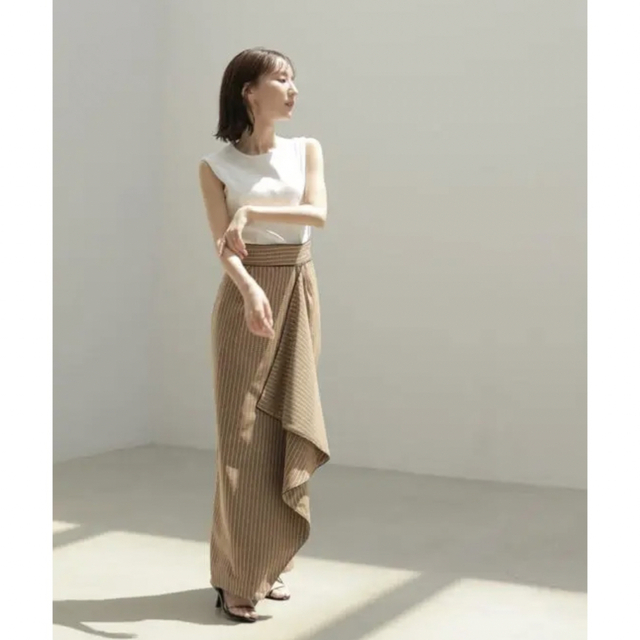 【noa】stripe lace wrap pencil skirt