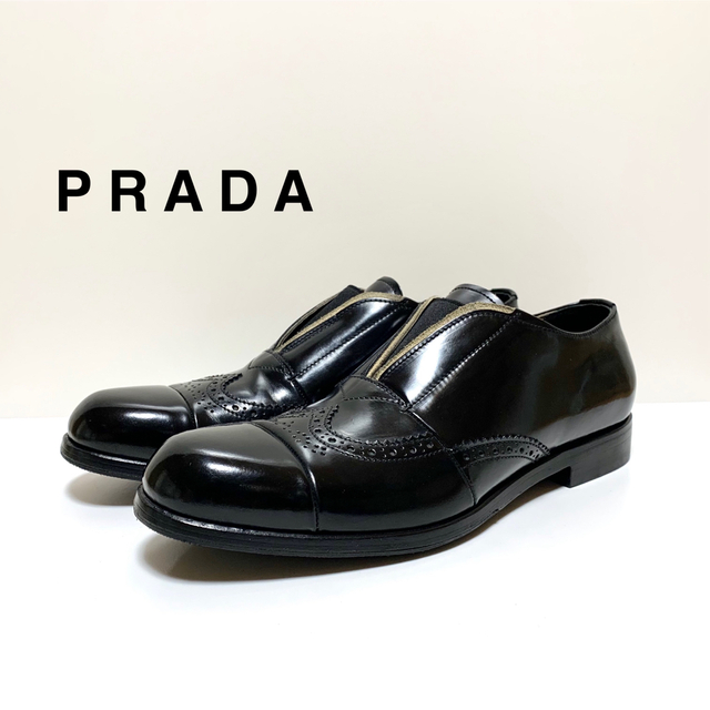 PRADA(プラダ)の☆プラダ ウイングチップ レザー 切替 スリッポン シューズ イタリア製 革靴 メンズの靴/シューズ(ドレス/ビジネス)の商品写真