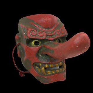 天狗/テング/マスク/焼き物/手塗り/壁掛け/魔除け/陶器オブジェ