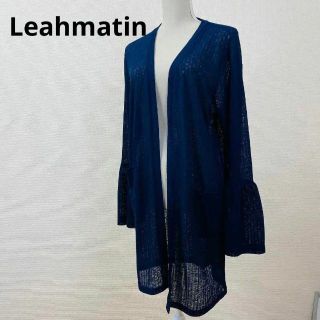 Leahmatin　レディース　4L　ネイビー系　レース　ロング　カーディガン(カーディガン)