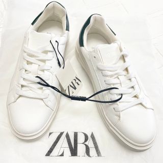 ザラ(ZARA)のZARA スニーカー　37 未使用タグ付　ホワイト×ダークグリーン(スニーカー)