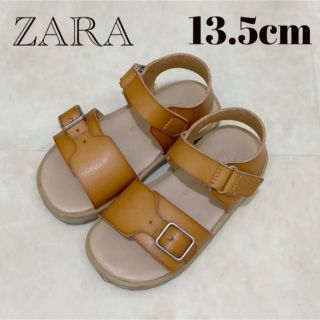 ザラキッズ(ZARA KIDS)のZARA  KIDS   子ども　サンダル　レザー　14cm キャメル(サンダル)