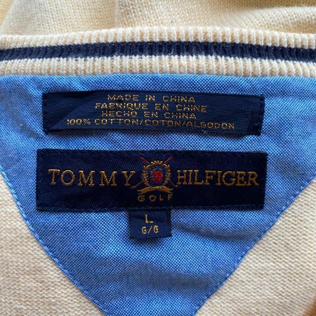 TOMMY HILFIGER(トミーヒルフィガー)のトミーヒルフィガー　メンズ　L　イエロー　Vネック　ニット　ゴルフ メンズのトップス(ニット/セーター)の商品写真