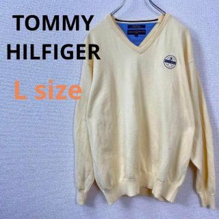 トミーヒルフィガー(TOMMY HILFIGER)のトミーヒルフィガー　メンズ　L　イエロー　Vネック　ニット　ゴルフ(ニット/セーター)
